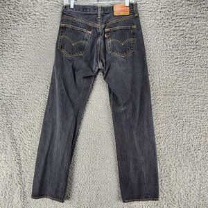 Levis Jeans Mens 32x34 501 Black Mid Rise Button Fly Regular Straight *GUC*